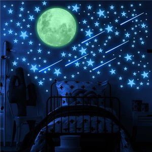 Glow in The Dark Stars and Moon for Ceiling, Luminous Stars and Moon Wall Decal